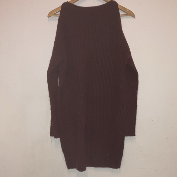 Y2K Express burgundy red sweater mini dress with cold shoulder cut outs knit XS - Picture 4 of 4